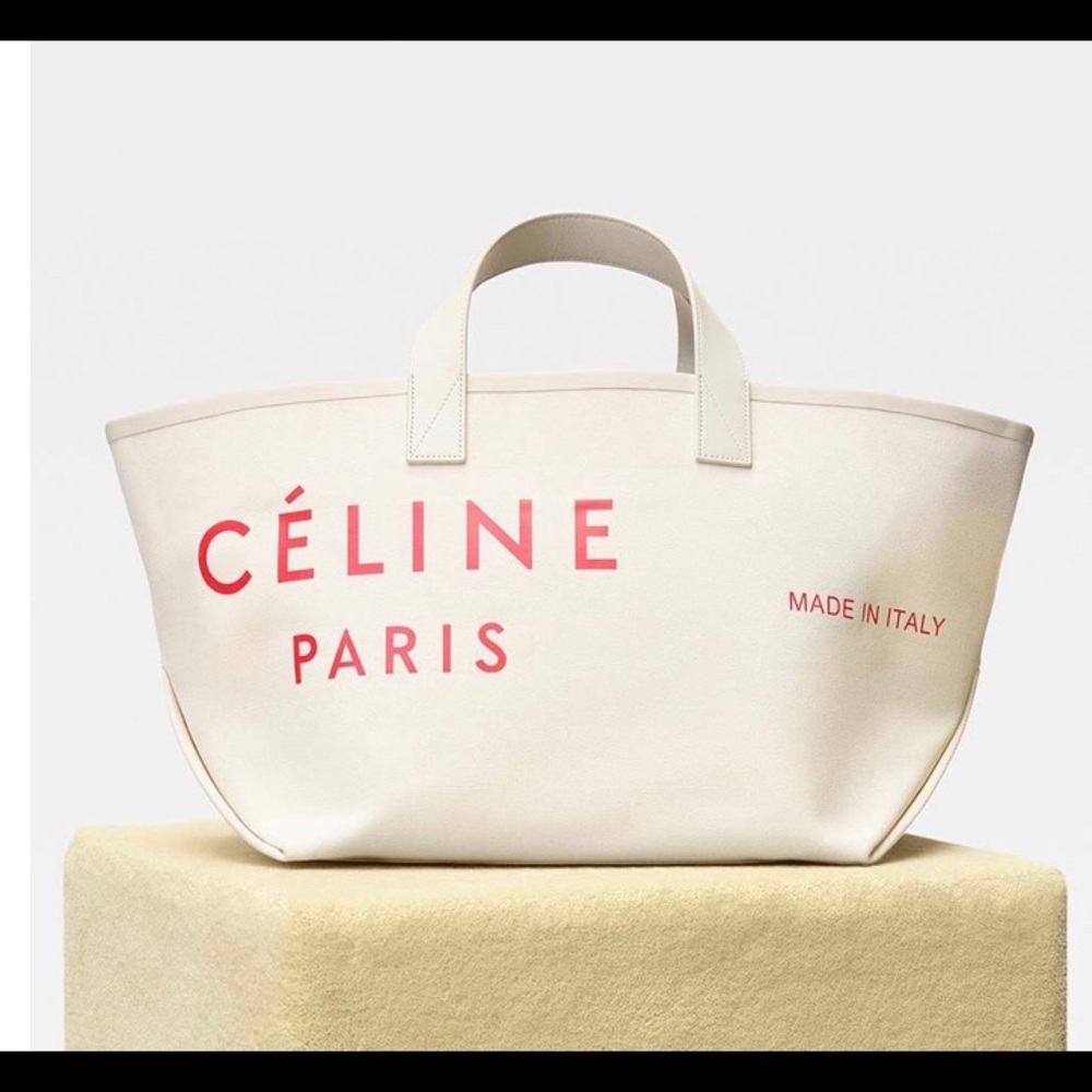 Celine Made In Tote Leather Handles Pouch On Strap